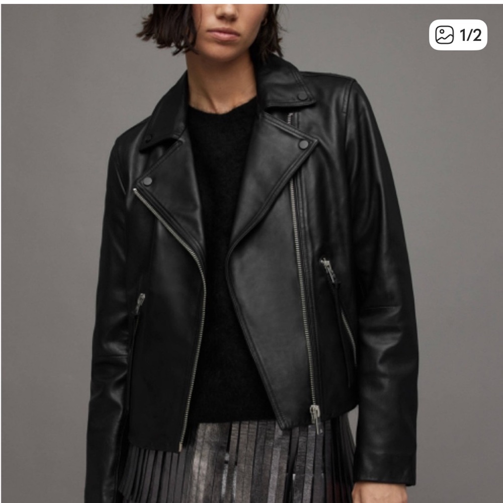 All Saints Women's Black Leather Jacket 10 - fantastic condition